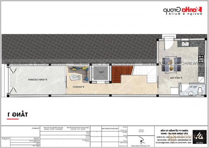 2 Mặt bằng tầng 1 mẫu nhà tân cổ điển 5 tầng tại Bình Thuận sh nop 0204