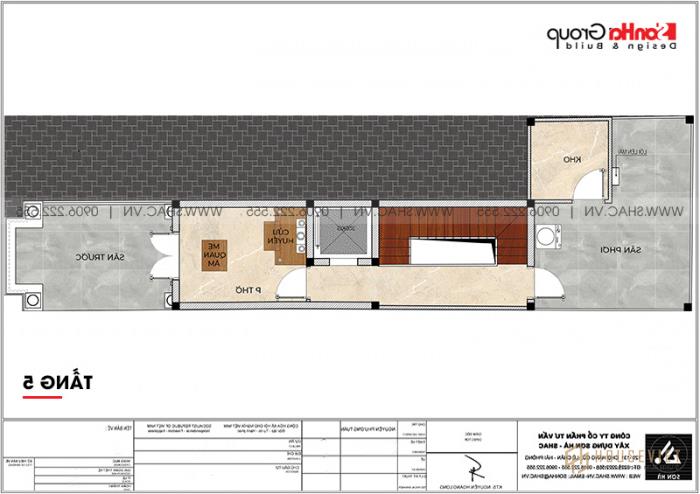 6 Bản vẽ mặt bằng tầng 5 mẫu nhà tân cổ điển đẹp tại Bình Thuận sh nop 0204
