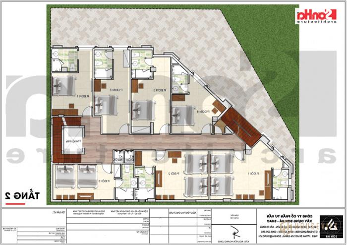 Mặt bằng công năng tầng 2 khách sạn tân cổ điển 3 sao tại Vũng Tàu 