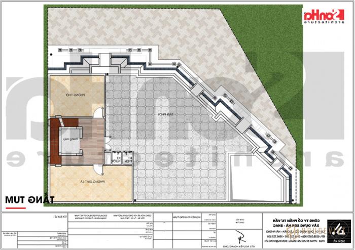 Mặt bằng công năng tầng tum khách sạn tân cổ điển 3 sao tại Vũng Tàu 