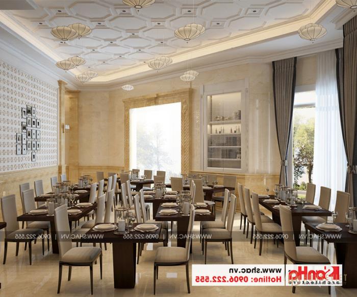 Thiết kế nội thất phòng ăn khách sạn 3 sao cổ điển tại Vũng Tàu 