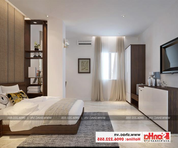 Không gian phòng ngủ khách sạn 3 sao đơn giản nhưng quyến rũ với những gam màu đẹp 