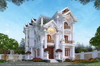 Mẫu thiết kế biệt thự 3 tầng tân cổ điển nhà vườn đẹp không tì vết (TGĐ: Chị Ngân - Hải Phòng) BT32370