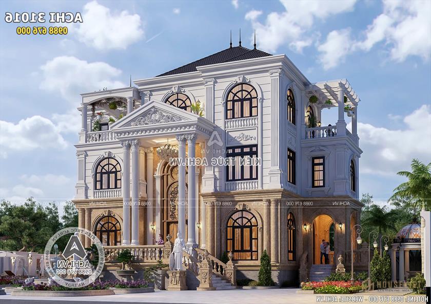 Mẫu thiết kế nhà 3 tầng tân cổ điển đẹp tại Quảng Trị - ACHI 31016