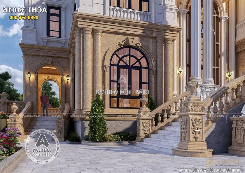 Cận cảnh sảnh phụ của biệt thự tân cổ điển 3 tầng