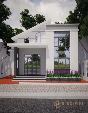 Mẫu thiết kế nhà ống 1 tầng 4x12m mái lệch cá tính