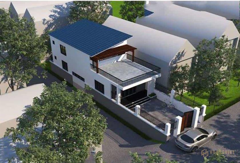 Mẫu thiết kế nhà ống 4x12m có sân trước để ô tô.