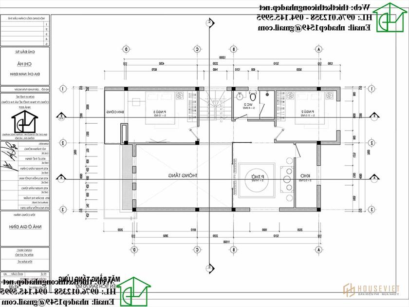 Bản vẽ mặt bằng tầng lửng của mẫu nhà cấp 4 gác lửng NDNC4114