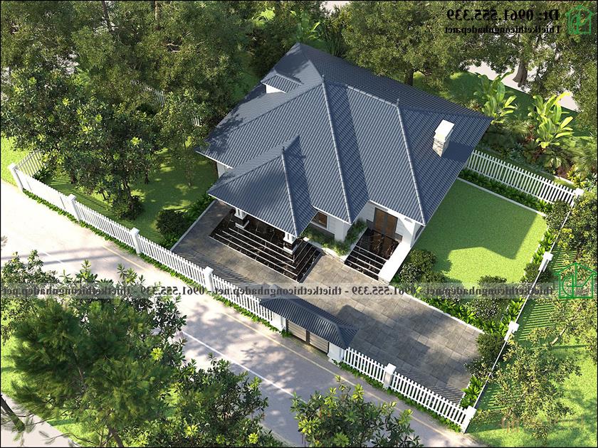 Phối cảnh tổng thể mẫu nhà 1 tầng mái thái NDBT1T125