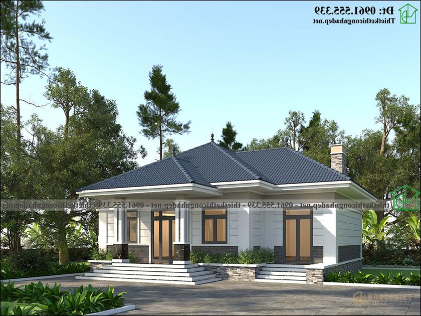 Mẫu nhà 1 trệt 1 lầu mái thái 3 phòng ngủ 12x10m NDBT1T125