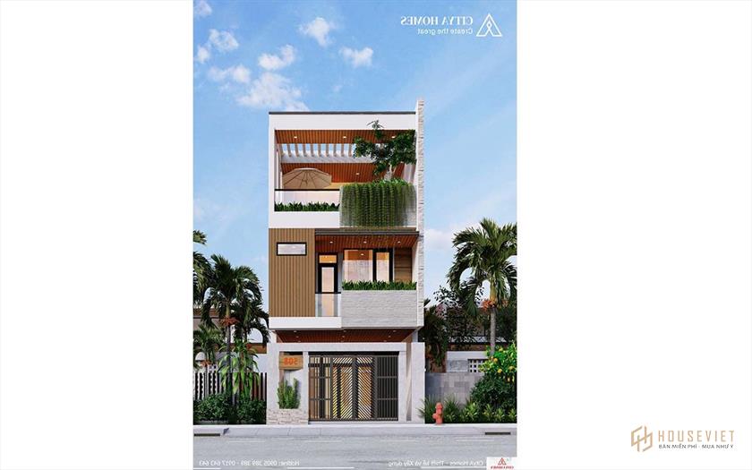 Mặt tiền nhà phố hiện đại với màu sắc ấm áp