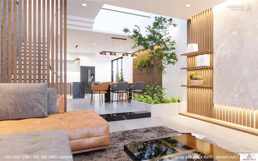 Không gian xanh được tích hợp vào ngôi nhà, mang lại sức sống và sự tươi trẻ cho ngôi nhà