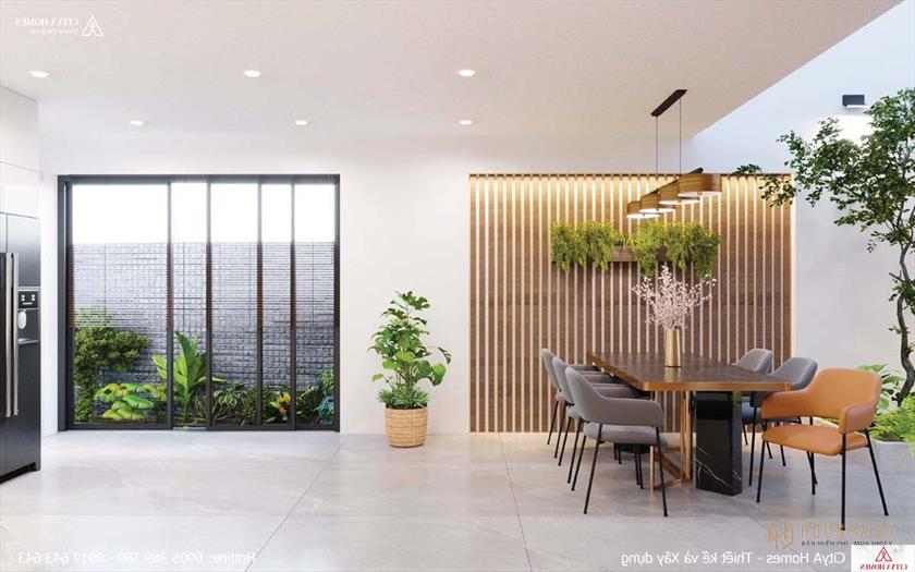 Khu vực ăn uống rộng rãi kết nối với thiên nhiên