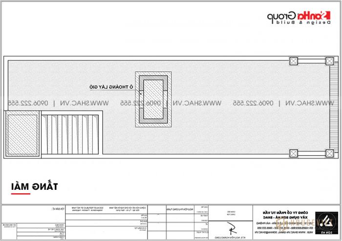 Mặt bằng công năng nhà ống 4 tầng kiểu pháp mái thái diện tích 5,2x20m 