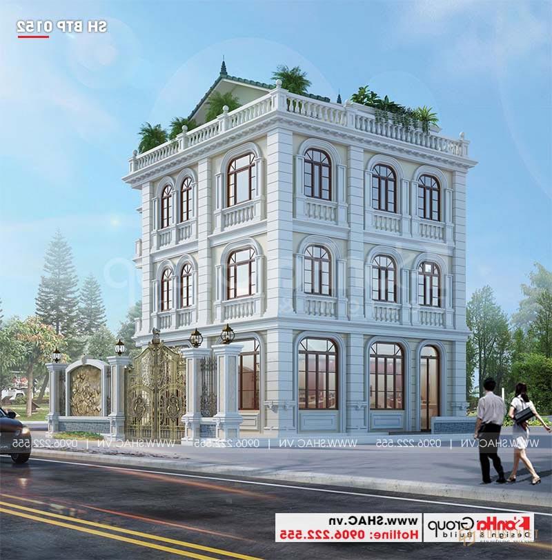Nhìn từ mọi góc độ, mẫu biệt thự 3 tầng tân cổ điển đều ấn tượng 