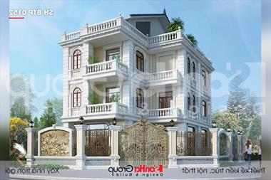 Mẫu biệt thự tân cổ điển 3 tầng 12,1 × 19,69m kết hợp văn phòng tại Hà Nội - SH BTP 0152