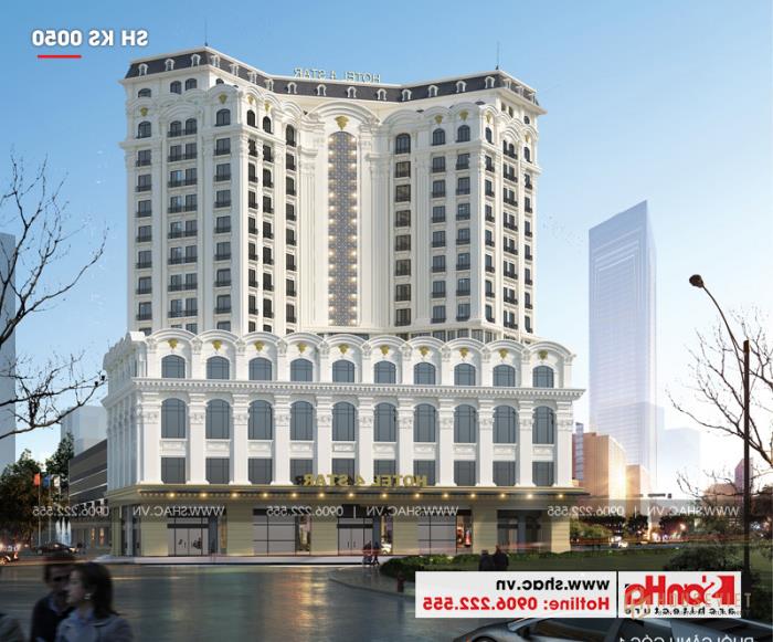 Thiết kế kiến ​​trúc khách sạn tân cổ điển tiêu chuẩn 4 sao tại TP Uông Bí - Quảng Ninh 