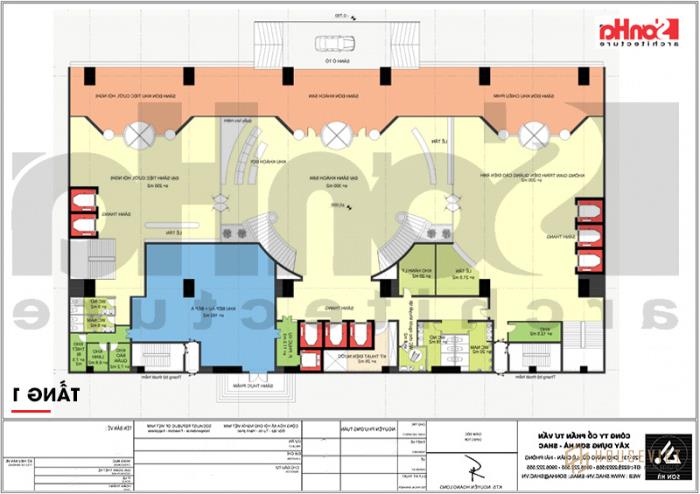 Bản vẽ mặt bằng tầng 1 khách sạn tân cổ điển 12 tầng tại Quảng Ninh 
