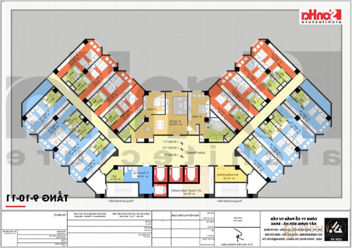 Mặt bằng tầng 9-10-11 của khách sạn boutique 4 sao Quảng Ninh vẫn được bố trí cho các phòng ngủ cao cấp của khách hàng. 