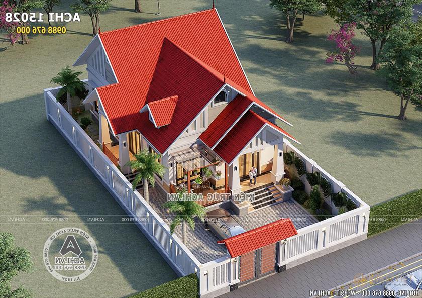 Mẫu thiết kế nhà cấp 4 nông thôn đẹp nhìn từ trên cao