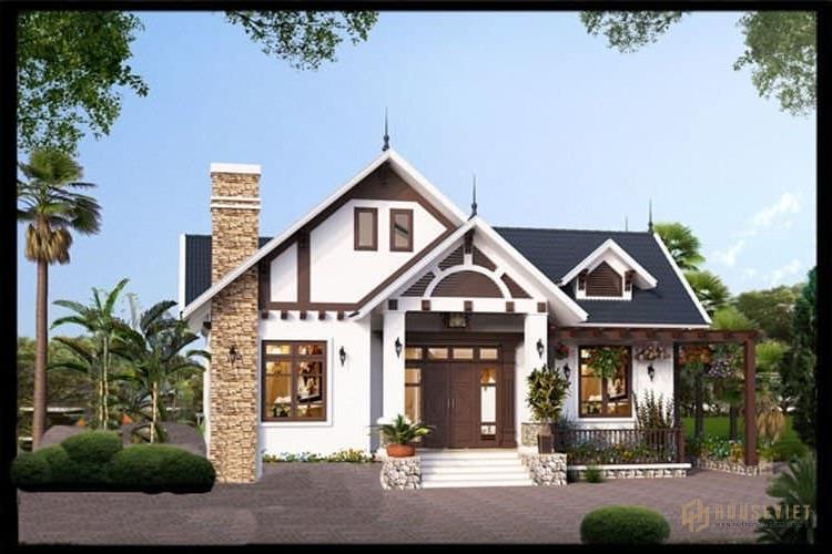 Mẫu biệt thự 1 tầng mái thái đẹp, hiện đại và khoa học.