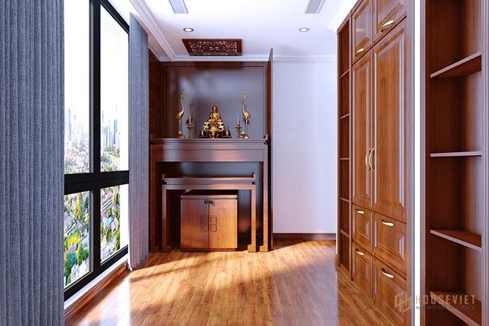 Thiết kế phòng khách có bàn thờ trang trọng