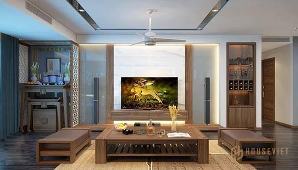 Thiết kế phòng khách nhà ống có bàn thờ nên chọn hướng cát để mang lại tài lộc và may mắn.