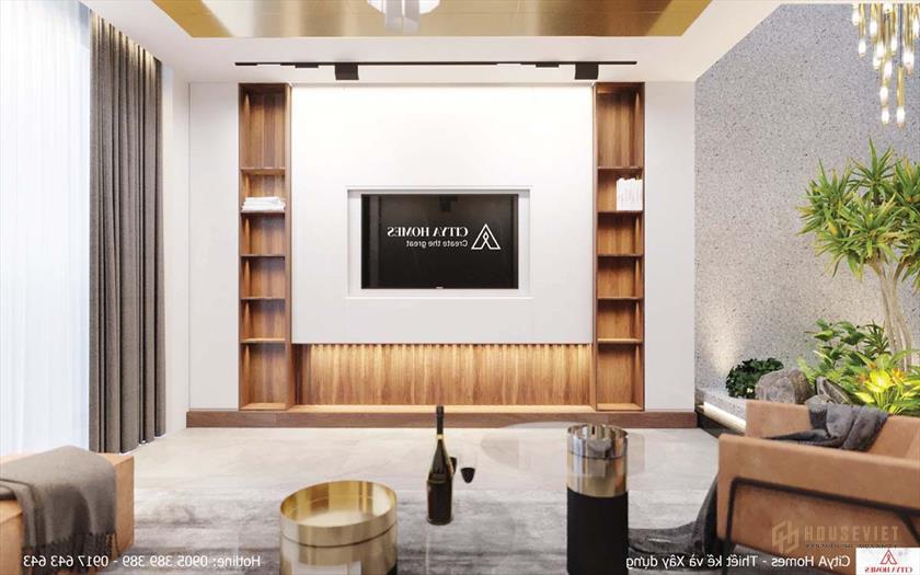 Tivi Được Đặt Trên Tường Kết Hợp Với Tủ Quần Áo Thể Hiện Sự Sắp Xếp Khoa Học
