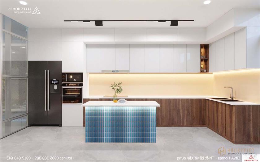 Nhà Bếp Đơn Giản Kết Hợp Tủ Lưu Trữ Trong Nhà Bếp Gọn Gàng Và Ngăn Nắp