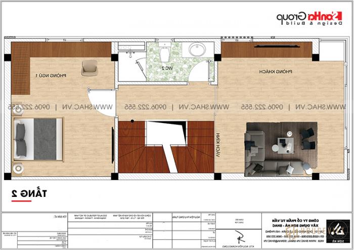 Mặt bằng công năng nhà ống 2 tầng hiện đại diện tích 40m2 / sàn tại Hải Phòng 