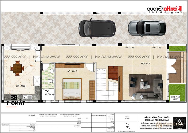 Mặt bằng bố trí công năng tầng 1