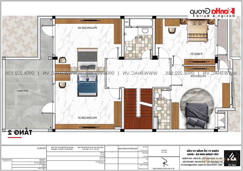 Mặt bằng công năng tầng 2