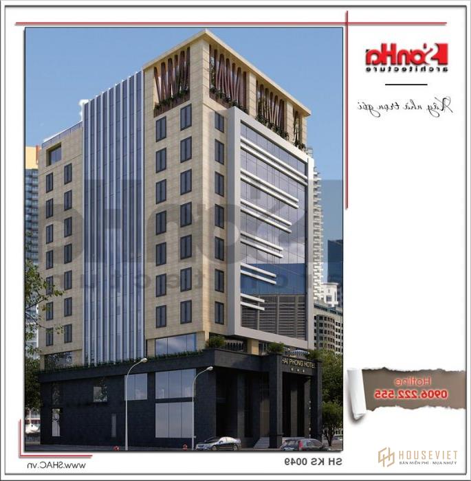 Phối cảnh khách sạn hiện đại 2 mặt tiền