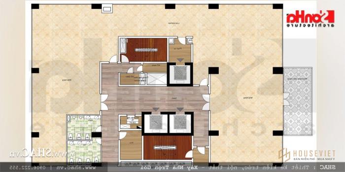 Bản vẽ mặt bằng công năng tầng 2 khách sạn tiêu chuẩn quốc tế 3 sao tại Hải Phòng 