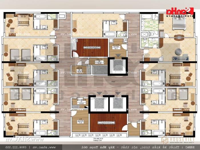 Bản vẽ quy hoạch công năng tầng 7-9 khách sạn tiêu chuẩn quốc tế 3 sao tại Hải Phòng 