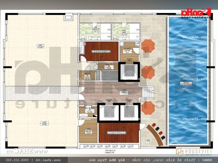 Bản vẽ quy hoạch công năng tầng 10 khách sạn 3 sao tiêu chuẩn quốc tế tại Hải Phòng 