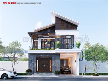 Thiết kế bản vẽ nhà 2 tầng mái lệch 85m2 BT119422