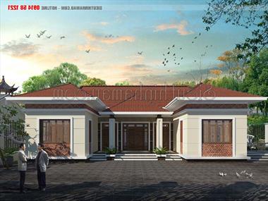 Thiết kế nhà 1 tầng có phòng thờ BT313077