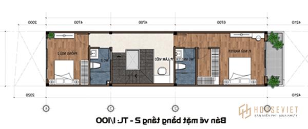 Bản vẽ nhà ống 2 tầng