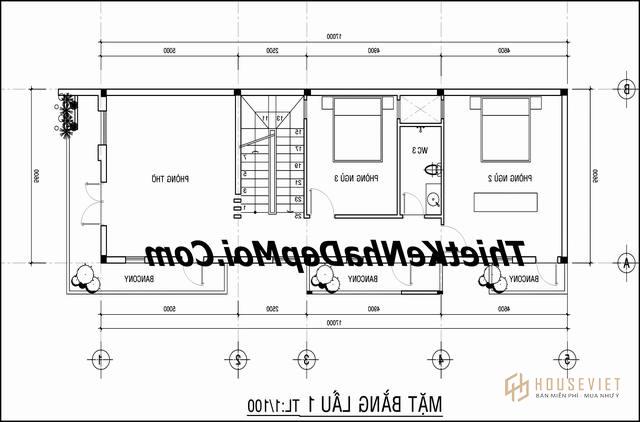 Bản vẽ xây nhà 2 tầng 90m2