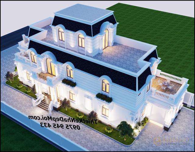 nhà tân cổ điển 2 tầng đẹp Pháp 