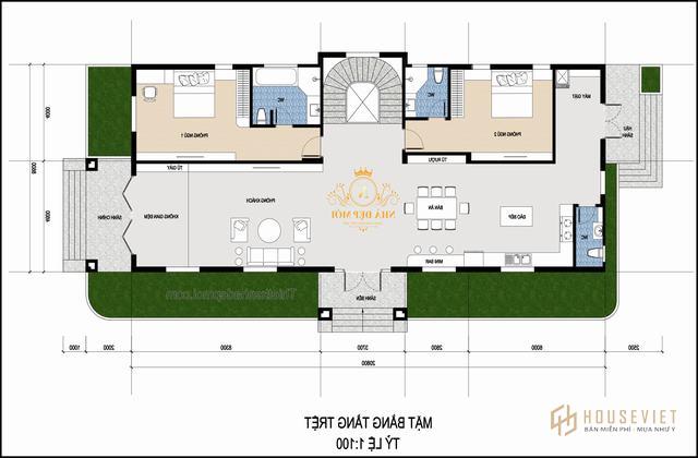 Mặt bằng biệt thự 2.5 tầng kiểu châu âu 