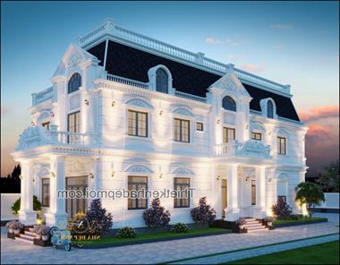Một trong những mẫu biệt thự tân cổ điển đẹp 2 tầng vẽ cho chị Trang