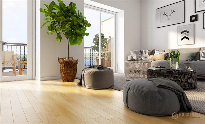 Mẫu thiết kế phòng khách đẹp không gian mở gần gũi với thiên nhiên