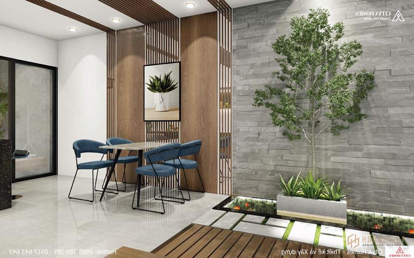 Không Gian Xanh Có Sự Kết Hợp Của Hồ Cá Và Cây Xanh Nên Rất Thông Thoáng