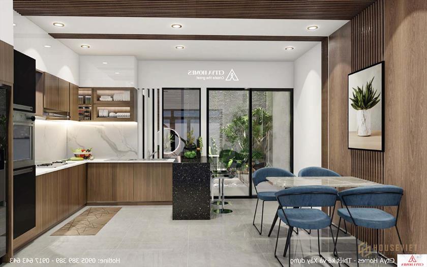 Phía sau Bếp còn có sân sau giúp thông gió và lấy sáng cho cả không gian.