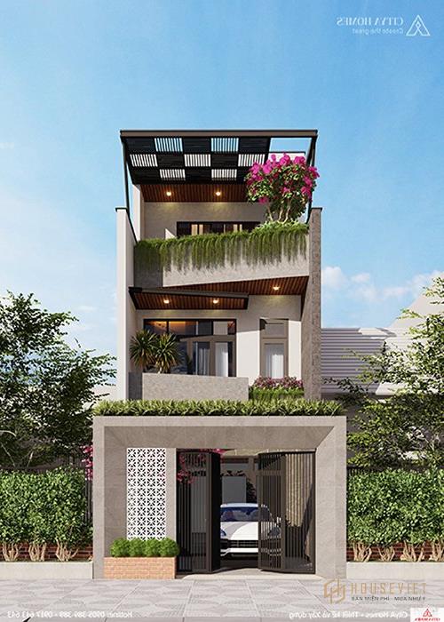 Mẫu thiết kế nhà 3 tầng tại Đà Nẵng có khối kiến trúc đường chéo ấn tượng - Khách Anh Tuấn