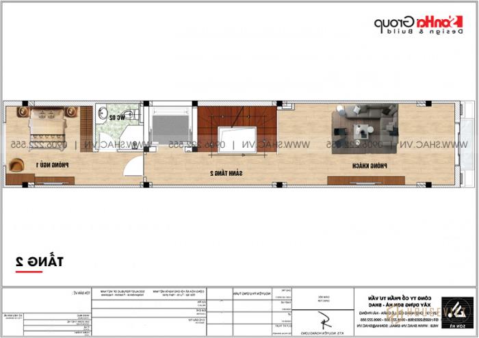 Công năng mặt bằng tầng 2 nhà tân cổ điển 6 tầng kết hợp kinh doanh 