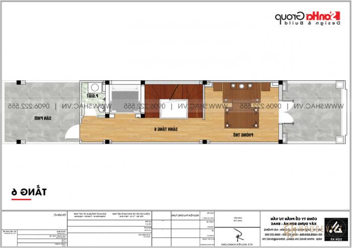 Mặt bằng công năng mẫu nhà ống tân cổ điển 6 tầng kết hợp kinh doanh 
