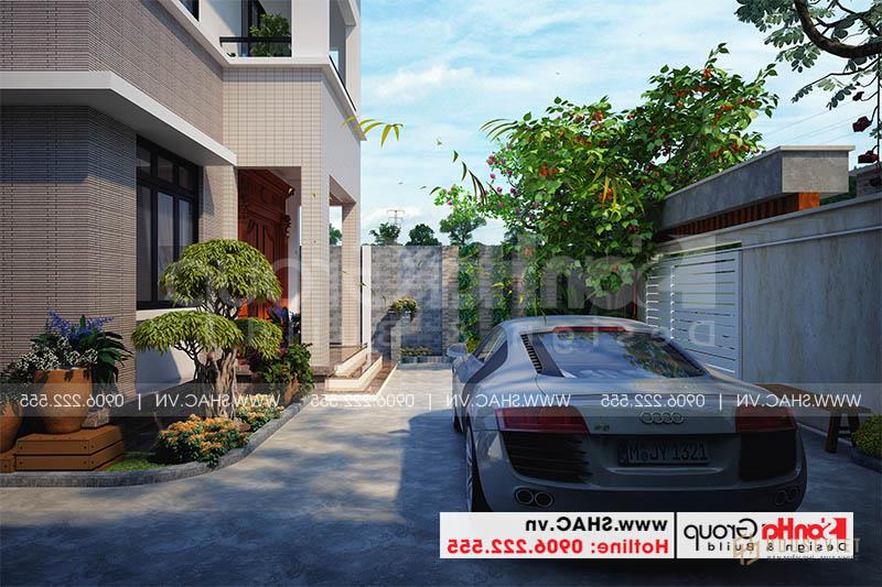 Không gian sân vườn đẹp với cách bài trí hài hòa, cân đối trong từng chi tiết 